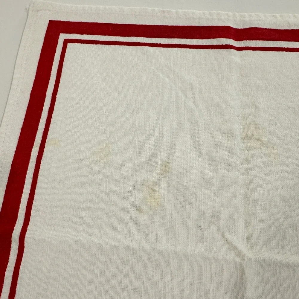 Vintage Red Border Cloth Napkins Set of 4 14x15 White Red Stripe‎ | Farmhouse